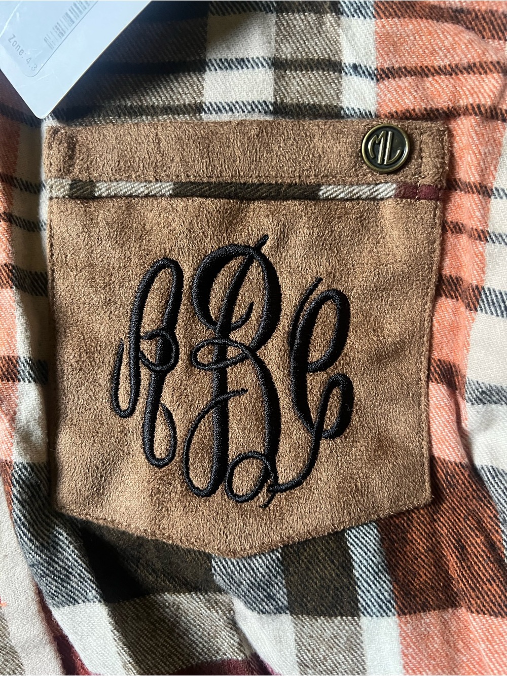 Marleylilly Plaid Button Front Flannel Shirt Jacket NWT Monogrammed Large - Picture 2 of 8
